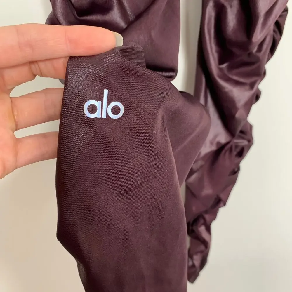 Alo yoga High-Waist Cinched Legging Oxblood Shine Purple Womens Large